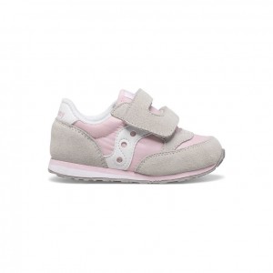 Saucony Baby Jazz Hook & Loop Sneaker Kleine Kinder Grau Rosa | WIEN RAPY