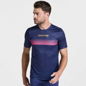 Saucony Elite Kurzes Sleeve T-Shirt Herren Navy | WIEN AWHC