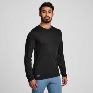 Saucony Peregrine Merino Long Sleeve T-Shirt Herren Schwarz | WIEN TRVM