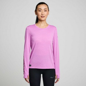 Saucony Stopwatch Graphic Long Sleeve T-Shirt Damen Lila | ÖSTERREICH LCWO