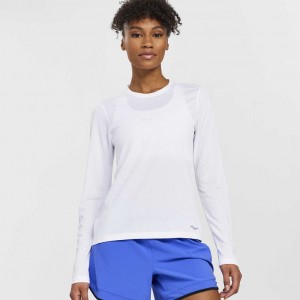 Saucony Stopwatch Long Sleeve T-Shirt Damen Weiß | ÖSTERREICH TEJG