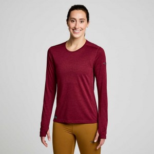 Saucony Stopwatch Long Sleeve T-Shirt Damen Rot | WIEN ALZR