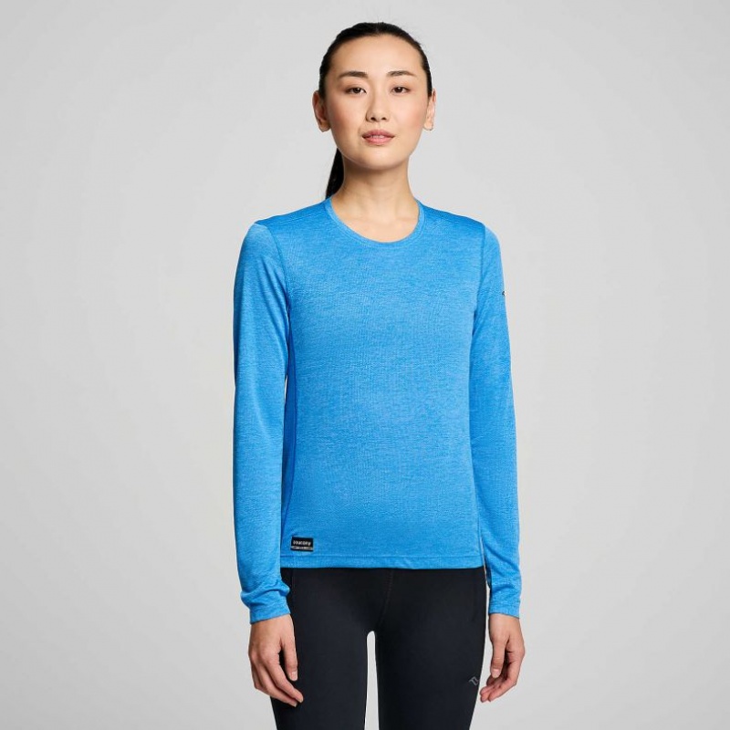 Saucony Stopwatch Long Sleeve T-Shirt Damen Blau | WIEN HTXZ